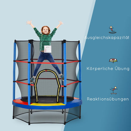 Kinder-Trampolin für drinnen und draußen mit Sicherheitsnetz, 140 cm