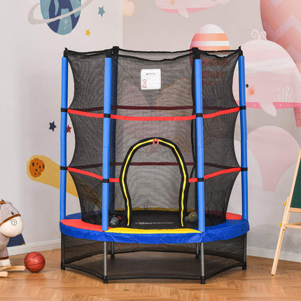 Kinder-Trampolin für drinnen und draußen mit Sicherheitsnetz, 140 cm