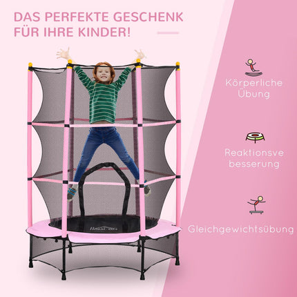 Kindertrampolin mit Sicherheitsnetz, Rosa, Ø140 cm