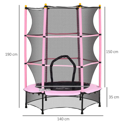 Kindertrampolin mit Sicherheitsnetz, Rosa, Ø140 cm