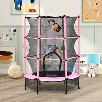 Kindertrampolin mit Sicherheitsnetz, Rosa, Ø140 cm