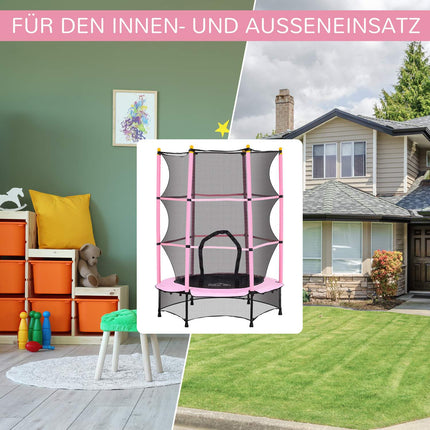 Kindertrampolin mit Sicherheitsnetz, Rosa, Ø140 cm