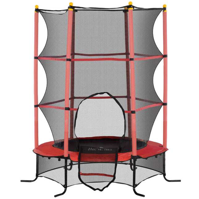 Kindertrampolin mit Sicherheitsnetz, 163 cm, rot