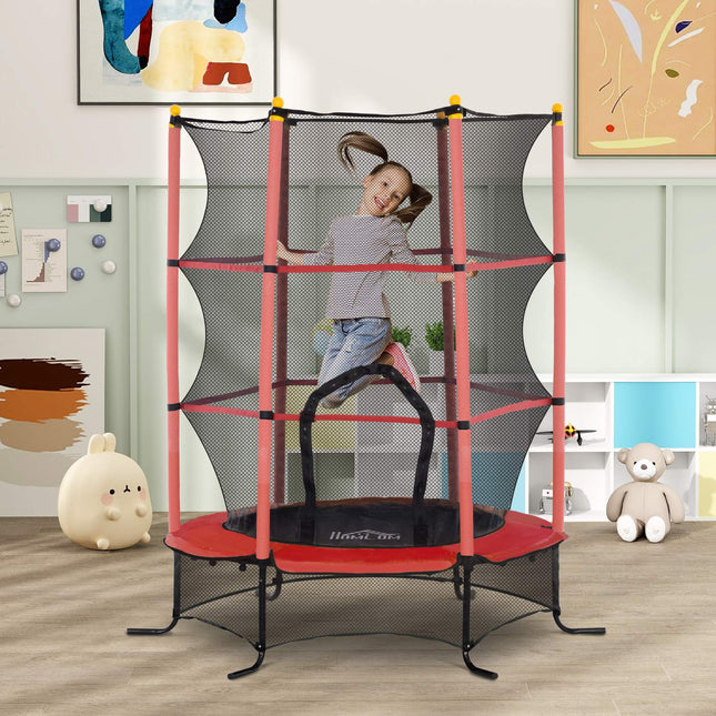 Kindertrampolin mit Sicherheitsnetz, 163 cm, rot