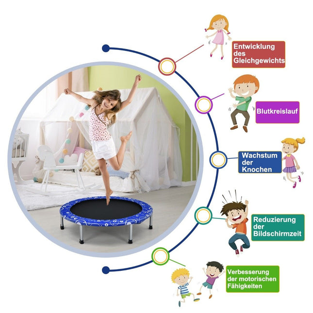 Kindertrampolin Minitrampolin Faltbares Trampolin für Kleinkinder Blau + Schwarz