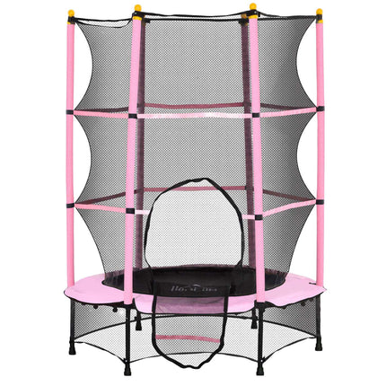 Kindertrampolin mit Sicherheitsnetz, Rosa, Ø140 cm
