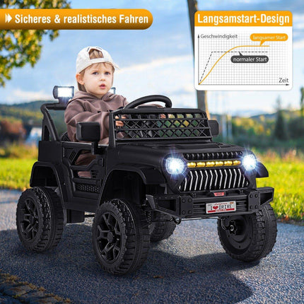 Kinder-LKW mit 12 V Akku wiederaufladbares Elektroauto mit Fernbedienung schwarz