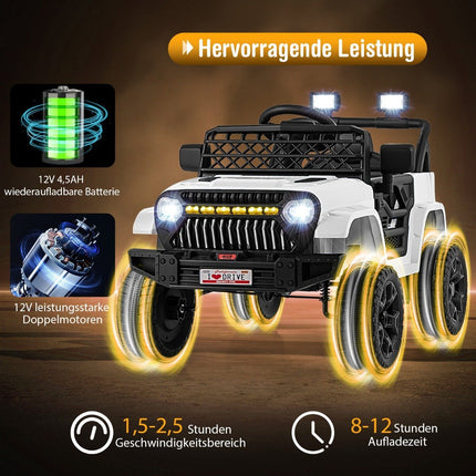 Kinder-LKW mit 12 V Akku wiederaufladbares Elektroauto mit Fernbedienung weiß