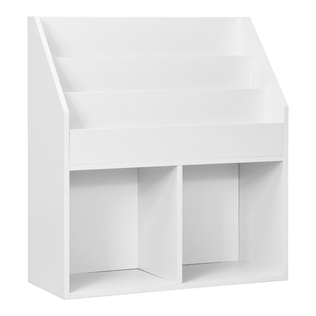 Children's wooden bookcase with 3 tiers & 2 shelves toy shelf white