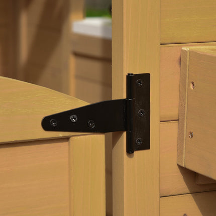 Kinder-Holzspielhaus Outdoor-Spielhaus mit Tür, Fenster und Blumenkasten-Briefkastenbank für Kinder von 3-6 Jahren