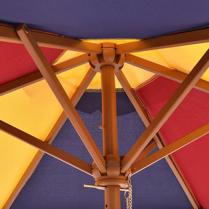 Kindersitzgruppe aus Holz, Gartengarnitur, Kindermöbel, Kindertisch mit Sonnenschirm und 2 Bänken für den Außenbereich