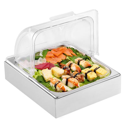 Chilled Condiment Server, 1/2 Pan, Clear Lid, Ice Tray