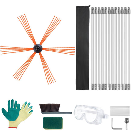 Chimney Sweep Kit 12 m, 12 Nylon Rods, 360 Brush