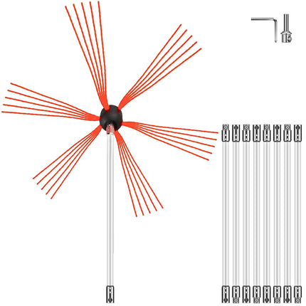 Chimney Sweep Kit, 9m Nylon Rods, Drill Powered Brush