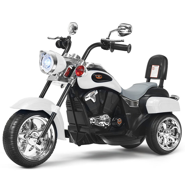 Motorrad im Chopper-Stil Batteriebetriebenes Motorrad 91 x 48 x 64 cm Weiß + Schwarz
