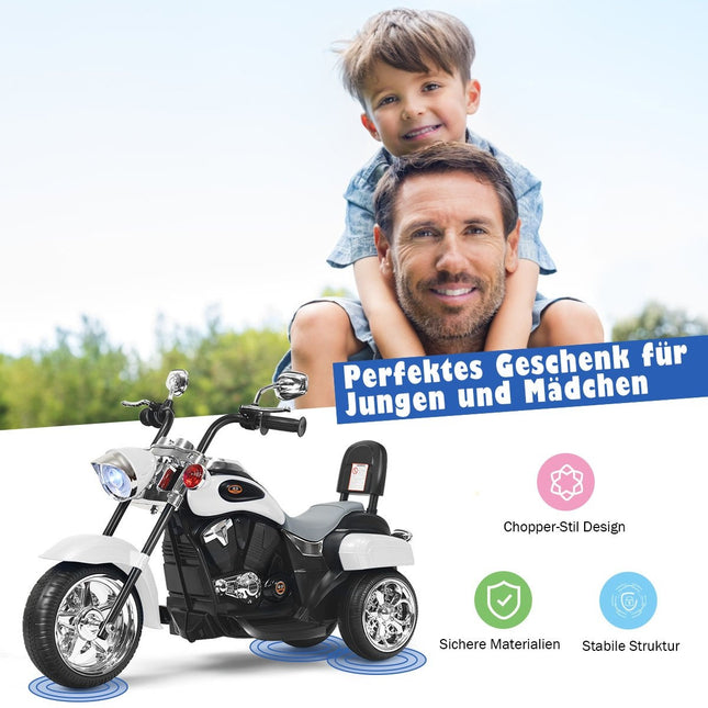Motorrad im Chopper-Stil Batteriebetriebenes Motorrad 91 x 48 x 64 cm Weiß + Schwarz