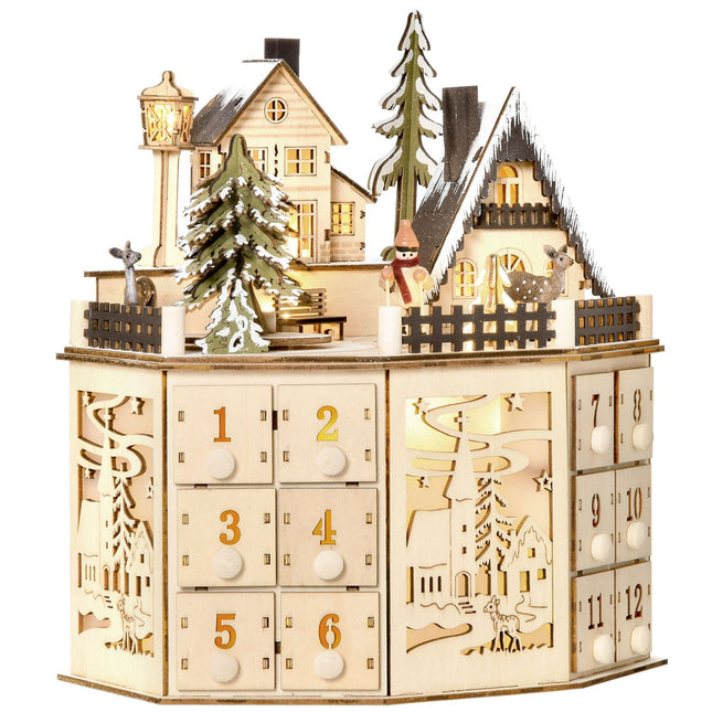 Adventskalender Holzzug mit 24 LED-Geschenkboxen