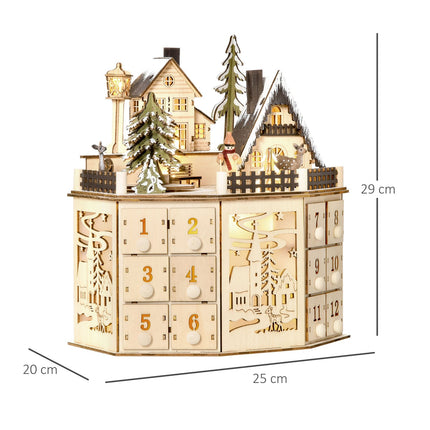 Adventskalender Holzzug mit 24 LED-Geschenkboxen
