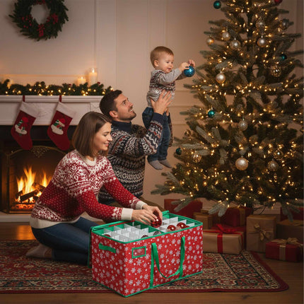 Weihnachtskugel-Aufbewahrungsbox, fasst 128, verstellbare Teiler