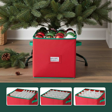 Weihnachtskugel-Aufbewahrungsbox, fasst 64, verstellbare Trennwände