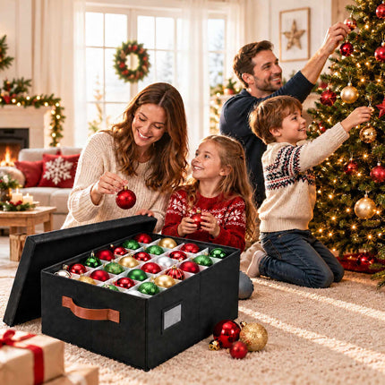 Christmas Bauble Storage Box for 96 Baubles with Handles, Black, Dividers