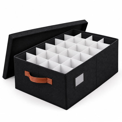 Christmas Bauble Storage Box for 96 Baubles with Handles, Black, Dividers
