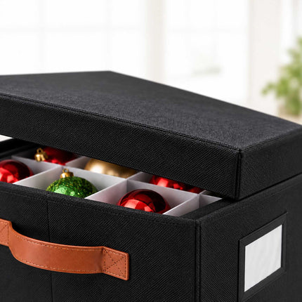 Christmas Bauble Storage Box for 96 Baubles with Handles, Black, Dividers