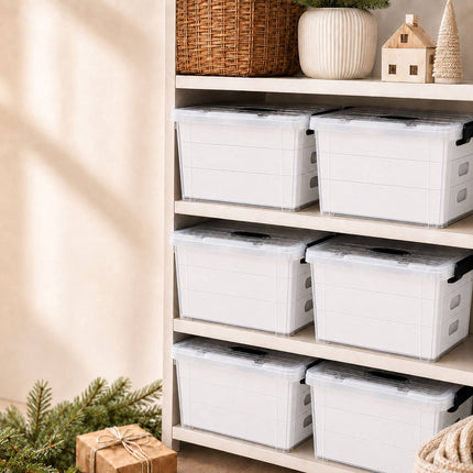 Christmas Bauble Storage Box with Carry Handle, 3 Levels, Transparent