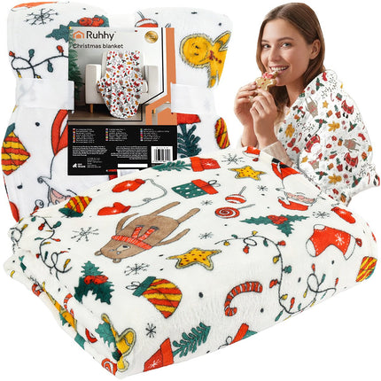 Christmas Blanket, 150x200 cm, Soft Polyester, White