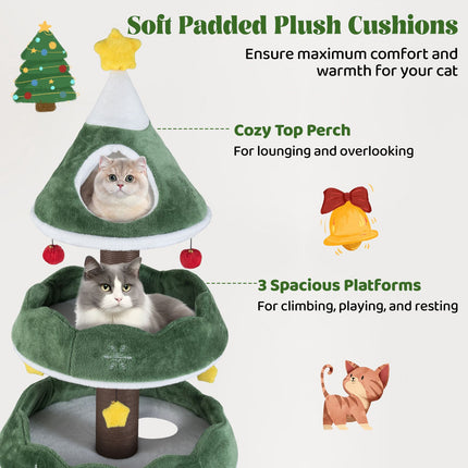 Christmas Cat Tree, 179 cm Multi-Level Scratcher Tower