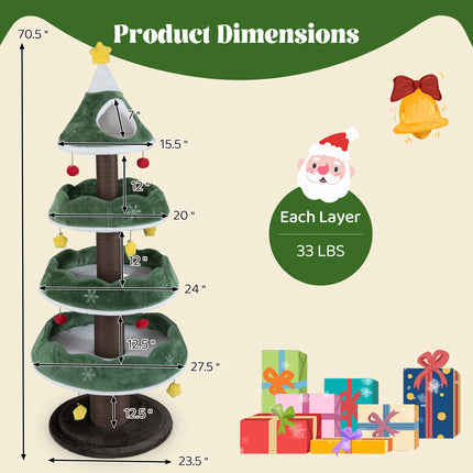 Christmas Cat Tree, 179 cm Multi-Level Scratcher Tower