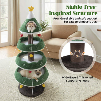 Christmas Cat Tree, 179 cm Multi-Level Scratcher Tower