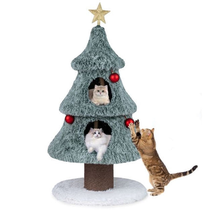 Christmas Cat Tree 48.5 Inch, 2 Condos, Scratching Post