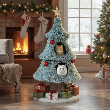 Christmas Cat Tree 48.5 Inch, 2 Condos, Scratching Post