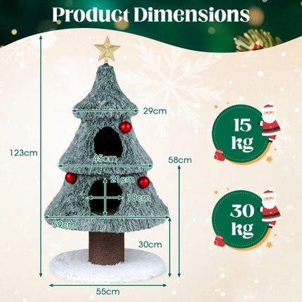 Christmas Cat Tree 48.5 Inch, 2 Condos, Scratching Post