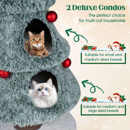 Christmas Cat Tree 48.5 Inch, 2 Condos, Scratching Post