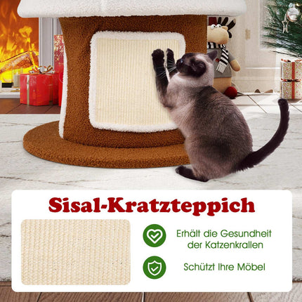 Christmas Cat Tree with 4 Cozy Caves & Sisal Carpet
