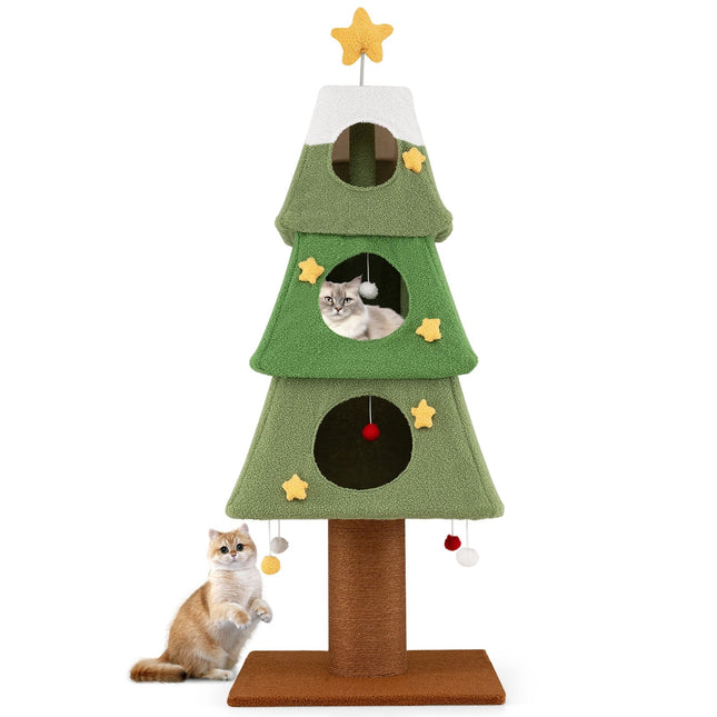 Weihnachts-Katzenbaum mit Sisalstange, 162 cm, Grün