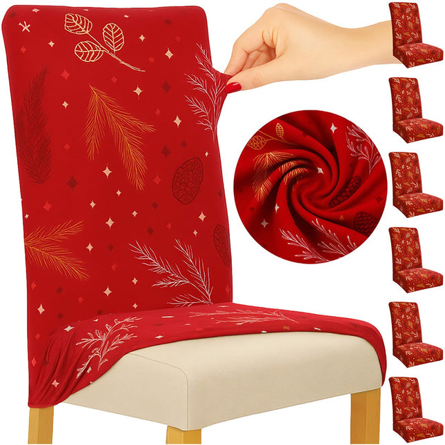 Kerststoelhoezen, rood, elastisch, set van 6, 50x40x40 cm