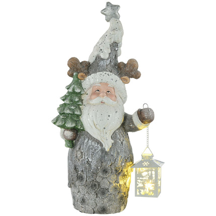 Figurka Santa s LED světly a vánočním stromkem, 55cm