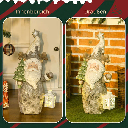 Figurka Santa s LED světly a vánočním stromkem, 55cm