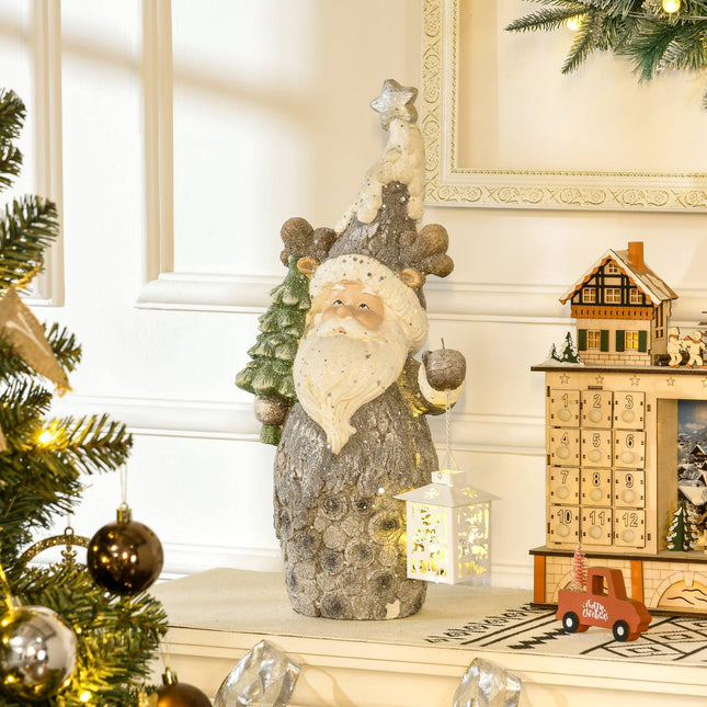 Figurka Santa s LED světly a vánočním stromkem, 55cm