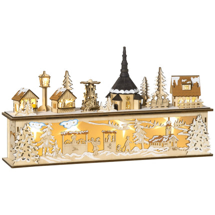 Weihnachtsdorf-Dekoration, LED-beleuchtete Winterlandschaft, 45x10x25 cm