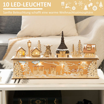 Weihnachtsdorf-Dekoration, LED-beleuchtete Winterlandschaft, 45x10x25 cm