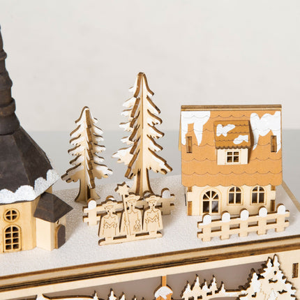 Weihnachtsdorf-Dekoration, LED-beleuchtete Winterlandschaft, 45x10x25 cm