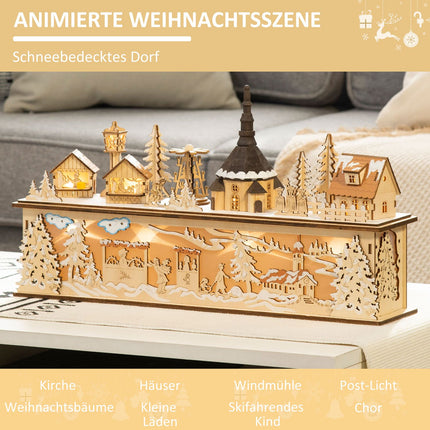 Weihnachtsdorf-Dekoration, LED-beleuchtete Winterlandschaft, 45x10x25 cm
