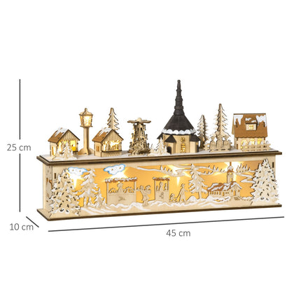 Weihnachtsdorf-Dekoration, LED-beleuchtete Winterlandschaft, 45x10x25 cm