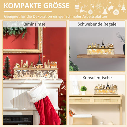 Weihnachtsdorf-Dekoration, LED-beleuchtete Winterlandschaft, 45x10x25 cm
