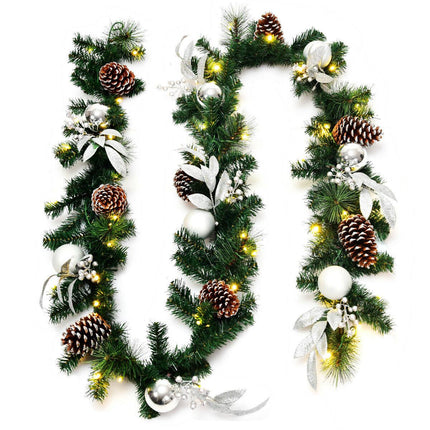 Weihnachtsgirlande 2,7 m, 50 LED-Lichter, Tannenzapfen, Timer
