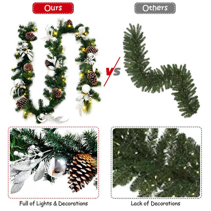 Weihnachtsgirlande 2,7 m, 50 LED-Lichter, Tannenzapfen, Timer
